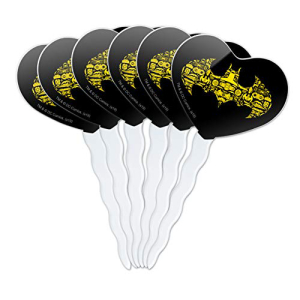 グラフィックなど バットマン バットマン アイコン ロゴ ハート ラブ カップケーキピック トッパー デコレーション 6個セット GRAPHICS & MORE Batman Batman Icons Logo Heart Love Cupcake Picks Toppers Decoration Set of 6画像
