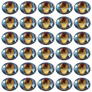 アイアンマンの顔をテーマにした食用カップケーキトッパー 30 個、食用ケーキデコレーションコレクション | ウエハースシートでノーカット食用 Natural Behaviour 30 x Edible Cupcake Toppers Themed of Iron Man Face Collection of Edible Cake Dec画像