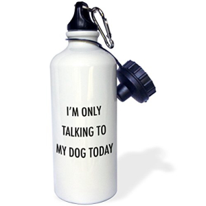 3dRose wb_224601_1 I'm Only Talking to My Dog Today スポーツ ウォーターボトル、21 オンス、ホワイト 3dRose wb_224601_1 I'm Only Talking to My Dog Today Sports Water Bottle, 21 oz, White画像