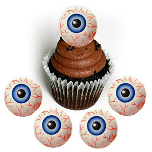 ハロウィン モンスター ブラッドショット アイボール ウエハース ペーパー トッパー 1.5 インチ デザート カップケーキ ケーキの装飾用 12 個パック Halloween Monster Bloodshot Eyeball Wafer Paper Toppers 1.5 Inch for Decorating Desserts C画像