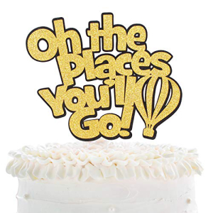 Oh The Places You'll Go Cake Topper-Inspirational Quotes Rhyme-Kids School Days Bon Voyage-Child Birthday Hot Air BalloonCakeDecor-卒業パーティーの装飾 LHCING Oh The Places You'll Go Cake Topper - Inspirational Quotes Rhyme画像