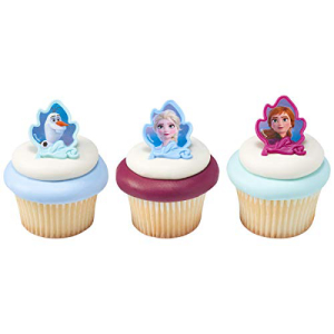 アナと雪の女王 2 II エルサ、アナ、オラフのカップケーキリングトッパー 24 個 24 Frozen 2 II Elsa, Anna and Olaf Cupcake Rings Toppers画像