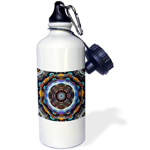 3dRose 反射フラクタル 華やかでカラフルなバランスの取れたマンダラ スポーツ ウォーターボトル、21 オンス (wb_173470_1)、21 オンス、マルチカラー 3dRose Reflective Fractal Ornate and Colorful Balanced Mandala-Sports Water Bottle, 21oz (w画像