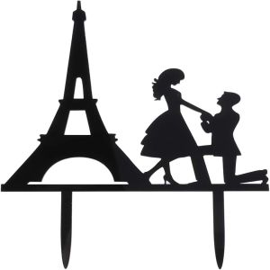 YeahiBaby Mr mrs Cake Decoration Eiffel Tower Cupcake Toppers Bride and Groom Cupcake Decoration for Wedding Valentine's Day画像