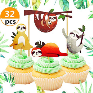 32 個 JeVenis かわいいナマケモノのカップケーキトッパー ナマケモノのケーキデコレーション ズートピア ベビーシャワー 誕生日パーティー用品 32 Pcs JeVenis Cute Sloth Cupcake Toppers Sloth Cake Decoration for Zootopia Baby Shower Birthday画像