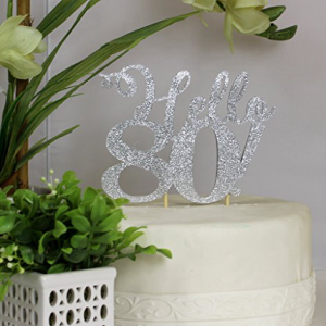 All About 詳細 シルバー Hello 80 ケーキトッパー、幅 6 インチ、高さ 5 インチ、串 4 インチ。 All About Details Silver Hello 80 Cake Topper, 6in wide, 5in tall plus 4in skewers画像