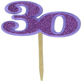 All About Details Purple Thirty Cupcake Toppers, Set of 12, 2