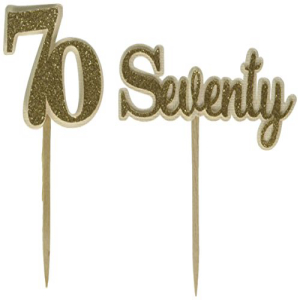 All About Details Gold Seventy Cupcake Toppers, Set of 12, 2 x 4画像