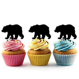 クマのシルエット アクリルカップケーキトッパー 12個 Bear Silhouette Acrylic Cupcake Toppers 12 pcs画像