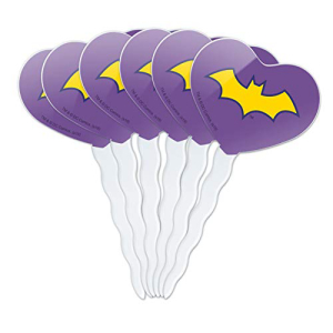 グラフィックなど バットマン バットガール ロゴ ハート ラブ カップケーキピック トッパー デコレーション 6個セット GRAPHICS & MORE Batman Batgirl Logo Heart Love Cupcake Picks Toppers Decoration Set of 6画像