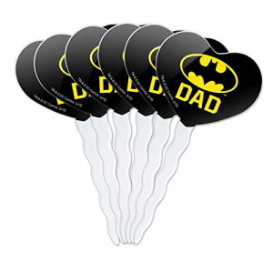 グラフィックなど バットマン バット ダッド シールド ロゴ ハート ラブ カップケーキピック トッパー デコレーション 6個セット GRAPHICS & MORE Batman Bat Dad Shield Logo Heart Love Cupcake Picks Toppers Decoration Set of 6画像