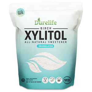DureLife XYLITOL Sugar Substitute 5 LB Bulk (80 OZ) Made From 100% Pure Birch Xylitol NON GMO - Gluten Free - Kosher, Natural sugar alternative, Packaged In A Resealable zipper lock Stand Up Pouch Bag画像