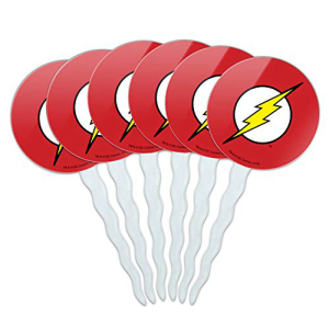 グラフィックなど フラッシュ ライトニング ボルト ロゴ カップケーキ ピック トッパー デコレーション 6 個セット GRAPHICS & MORE The Flash Lightning Bolt Logo Cupcake Picks Toppers Decoration Set of 6画像