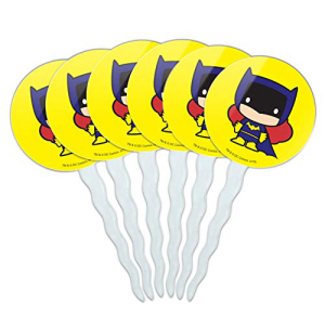 グラフィックなど バットマン バットガール かわいいちびキャラクター カップケーキピック トッパー デコレーション 6個セット GRAPHICS & MORE Batman Batgirl Cute Chibi Character Cupcake Picks Toppers Decoration Set of 6画像
