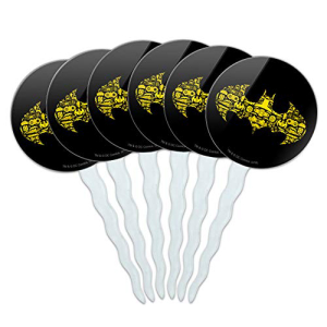 グラフィックなど バットマン バットマン アイコン ロゴ カップケーキピック トッパー デコレーション 6個セット GRAPHICS & MORE Batman Batman Icons Logo Cupcake Picks Toppers Decoration Set of 6画像