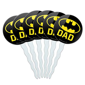 グラフィックなど バットマン バットダッド シールド ロゴ カップケーキピック トッパー デコレーション 6個セット GRAPHICS & MORE Batman Bat Dad Shield Logo Cupcake Picks Toppers Decoration Set of 6画像