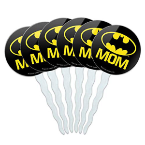 グラフィックなど バットマン バット ママ シールド ロゴ カップケーキ ピック トッパー デコレーション 6 個セット GRAPHICS & MORE Batman Bat Mom Shield Logo Cupcake Picks Toppers Decoration Set of 6画像