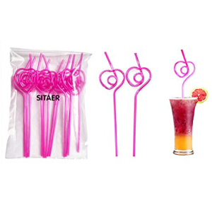 Fiesta First 20 Premium Long Crazy Silly Straws for Kids/Adults Pink,  Twisty Twirly Fun Colorful Party Spiral Drinking Straws, Recyclable Plastic  BPA