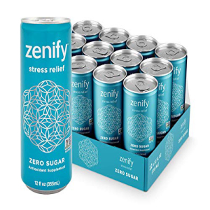 Zenify ゼロシュガーオールナチュラルスパークリング鎮静ストレスリリーフ飲料、L-テアニン、GABA、ビタミンB6、グリシン配合、アルコール代替ドリンク、12液量オンス（12パック） Zenify Zero Sugar All Natural Sparkling Calming Stress Relief Beverage, Fo画像