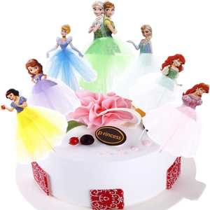 Yurnoet 7pcs Cupcake Topper Picks – Princess Themed Cupcake Toppers For Kids Party（Anna, Ariel ,Cinderella, Elsa, Sofia ,Snow White ）画像