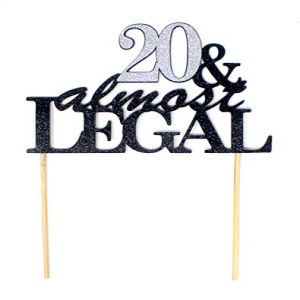 All About 詳細 CAT20AL 20 & ほぼ合法のケーキ (ブラック & シルバー)、1 個、20 歳の誕生日、グリッタートッパー、幅 6 インチ、高さ 8 インチ All About Details CAT20AL 20 & Almost Legal Cake (Black & Silver), 1 PC, 20th画像