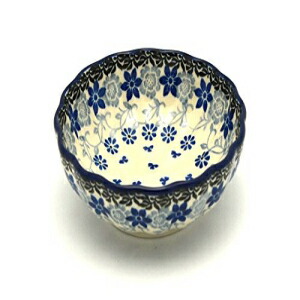 ポーランド陶器ボウル - 浅いスカラップ - S - シルバーレース Polish Pottery Gallery Polish Pottery Bowl - Shallow Scalloped - Small - Silver Lace