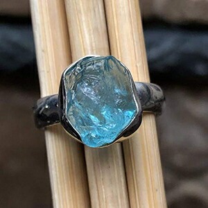 本物のネオン ブルー アパタイト 925 ソリッド スターリング シルバー リング サイズ 6 Natural Rocks by Kala Genuine Neon Blue Apatite 925 Solid Sterling Silver Ring Size 6｜Glomarket