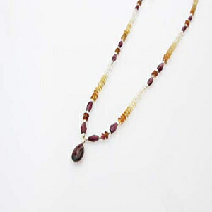天然ガーネット & シトリン ビーズ ジュエリー ネックレス ストランド スターリングシルバーパーツ付き 16インチ anushruti Natural Garnet & Citrine Beaded Jewelry Necklace Strand with Sterling Silver Findings 16\
