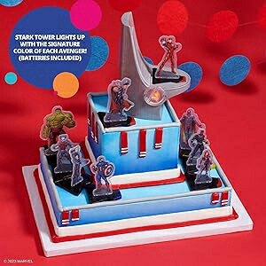 DecoPac DecoSet MARVEL Avengers Headquarters Signature Cake Decoration, 10-Piece Cake Topper with Iron Man, Thor, Hulk, Captain America, Black Widow, Black Panther And Avengers Tower, Food Safe画像