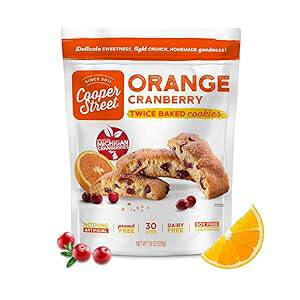 Cooper Street Italian Biscotti Cookies - Twice Baked Biscotti Style Cookie Biscuits in Delicious Orange Cranberry Flavor | Crispy, Light and Healthy Cookies | Peanut & Dairy Free | 18oz | 1 Pack