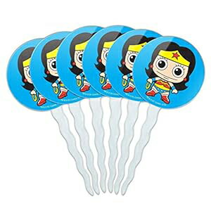 グラフィックなど ワンダーウーマン かわいいちびカップケーキピック トッパー デコレーション 6個セット GRAPHICS & MORE Wonder Woman Cute Chibi Cupcake Picks Toppers Decoration Set of 6画像