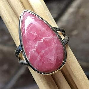 ナチュラル ピンク ロードクロサイト 925 ソリッド スターリング シルバー リング サイズ 8.75 Natural Rocks by Kala Natural Pink Rhodocrosite 925 Solid Sterling Silver Ring Size 8.75
