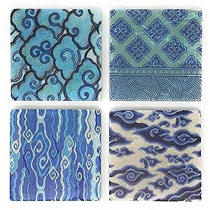 Studio Vertu Himalayan Clouds マーブルコースター 4 個セット Studio Vertu Himalayan Clouds Marble Coasters, Set of 4