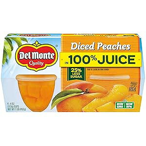 Del Monte Diced Peaches In Light Syrup 4 - 4 oz cups (Pack of 6)
