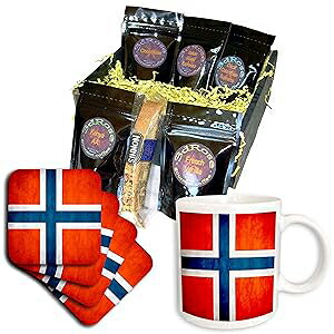 3dRose ノルウェー国旗コーヒーギフトバスケット、マルチ 3dRose Norway Flag Coffee Gift Basket, Multi