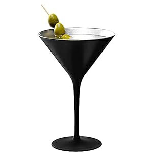 Stolzle Lausitz Olympia ドイツ製 ブラックとシルバー マティーニ グラス 2 個セット Stolzle Lausitz Olympia German Made Black and Silver Martini Glass, Set of 2