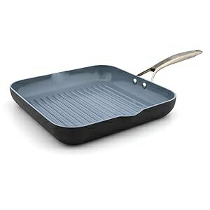 GreenPan Paris Pro 硬質陽極酸化健康セラミックノンスティック、11インチスクエアグリルパン、PFASフリー、食器洗い機対応、グレー GreenPan Paris Pro Hard Anodized Healthy Ceramic Nonstick, 11\