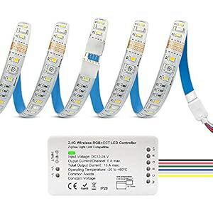 GIDERWEL スマート RGBWW LED ライト ストリップ プラス、ZigBee Hue LED コントローラー付き、80 インチ調光可能な RGBCCT LED ストリップ スターター キット、Hue ブリッジ、Lightify Hub および Amazon Echo Plus で動作、HUB が必要 GIDERWEL S