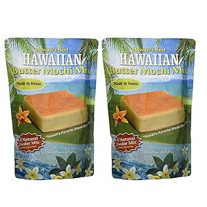 Hawaii's Best Butter Mochi Two Pack (15 oz Each) - Easy to Make Traditional Hawaiian Style Butter Mochi Cake Mix - Gluten Free Dessert Mix - Two Pack Mochi Mix