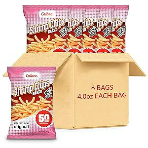 Calbee Shrimp Chips (Original, 4.0 oz) | Japanese Chips Made With Real Wild-Caught Shrimp & Baked To Crunchy Perfection | Indulge In Irresistible Shrimp Flavoured Chips (6 Pack)