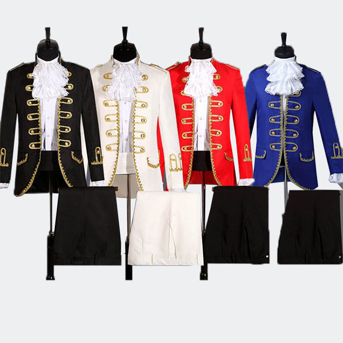 コスプレ衣装 演出服 公爵 宮廷服 男性用スーツ 王子様 貴族 衣装 メンズ 中世 大人 演奏会 撮影用 舞台ステージ衣装 演劇オペラ声楽 貴族服装 ヨーロッパ クリスマス仮装 ハロウィン衣装 XS/S/M/L/XL 黒 白 赤 青グローリーパーク