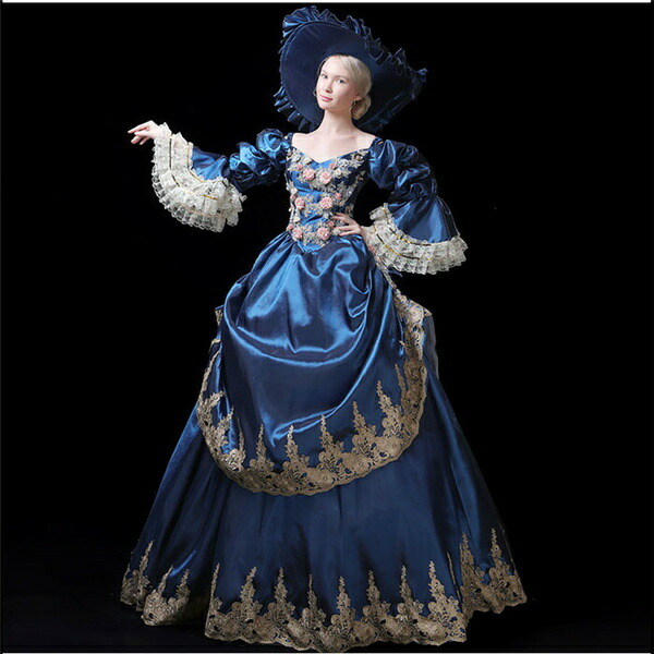 ヨーロッパ ワンピース 劇場 中世貴族風 宮廷ドレス 宮廷ドレス 衣装 ロイヤルプリンセスドレス コスプレ 変装 仮装 王族服 パーティードレス 着丈 サイズ指定可 舞台衣装 公演 演奏会 年会 S M L Xl 2xl 3xl