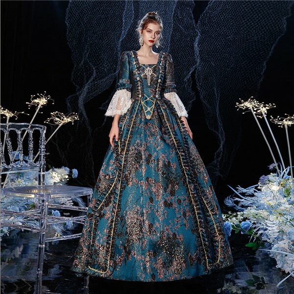 期間限定 マスクプレゼント中 プリンセス シェイクスピア ロココ調 ロココ調 18世紀 コスチューム コスプレ 貴族風 宮廷 お姫様ドレス ヴィクトリアン フロア丈 クリスマス コスチューム 仮面舞踏会 女性用 コスプレ パーティー パーティードレス通販 Glorypark