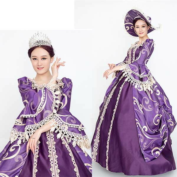 ロココ舞台服 ステージ衣装 プリンセスライン 演劇 ドレス 宮廷服ドレス すみれ オペラ声楽 ハロウィン 中世貴族風 豪華お姫様ドレス 舞台衣装やステージ衣装 薄紫グローリーパーク｜パーティードレス通販 GloryPark