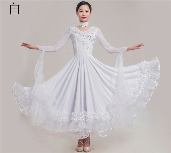 6カラー 新作 社交ダンス 衣装 モダンドレス ラテンドレス ラテン衣装 社交ダンスドレス 大きい裾 ダンス衣装 S 3xl 競技着 最大73 オフ ワルツダンス服 演出用 ローズ 白 紫 ワンピース スタンダードドレス 練習服 ブルー 黄 赤