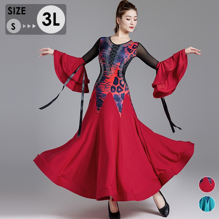 ダンスドレス　モダンドレス　社交ダンス衣装　裾広　スパンコール 楽天市場】レディース 社交ダンス衣装 刺繍 アップリケ サテン