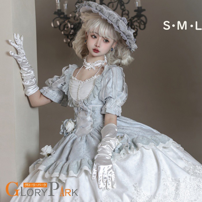 ロリータ 可愛い 萌え萌え リボン ワンピース Lolita ロング丈 レディース コスチューム お嬢様 パーティー 仮装 演出 ステージ 学園祭 文化祭 イベント ブルー S M L｜パーティードレス通販 GloryPark