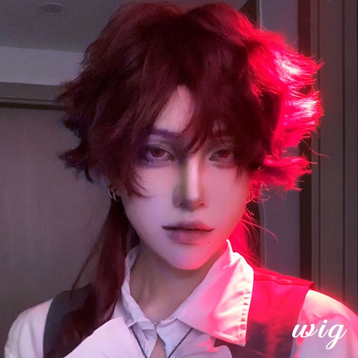 ウィッグ 男装 メンズ かつら 自然 フルウィッグ ショートウィッグ ショートヘア 前髪あり コスプレ おしゃれ かっこいい 可愛い ショート 耐熱ウィッグ 小顔効果抜群 コスチューム 仮装 演劇 文化祭 学園祭 ハロウィン イベント 韓国風 ワインレッド フリーサイズ