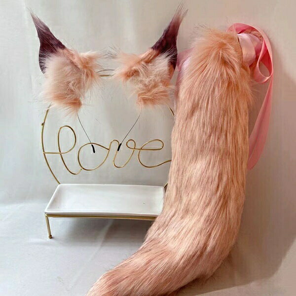 コスプレ道具 狐 狼 耳 ケモノ耳 ケモ耳 尻尾 ピンク ふさふさ モコモコ バイカラー 文化祭 学園祭 パーティー アニマル 動物 桃色 コスプレ Cos ハロウィン 仮装 コスチューム アクセサリー イベント septicin Com