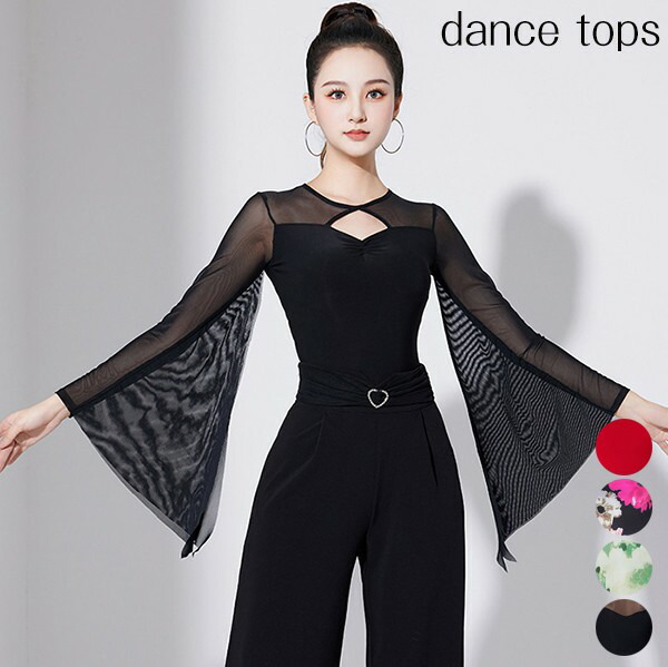 【紺】新品　社交ダンス　ピンク花柄プリント　アシンメトリーカットソーr241 LINE_ALBUM_0131_240704_8.jpg